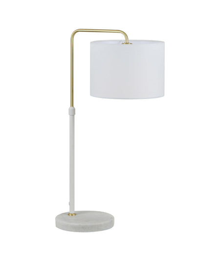 Arriba Drum Shade with Marble Base Height Adjustable Table Lamp - White