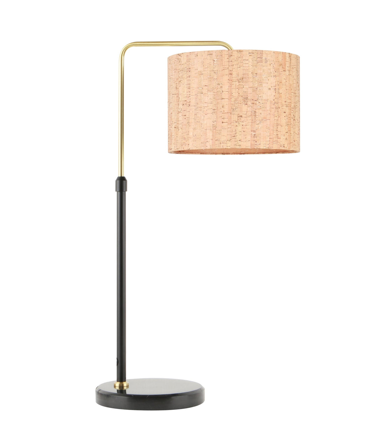 Arriba Drum Shade with Marble Base Height Adjustable Table Lamp - Cork