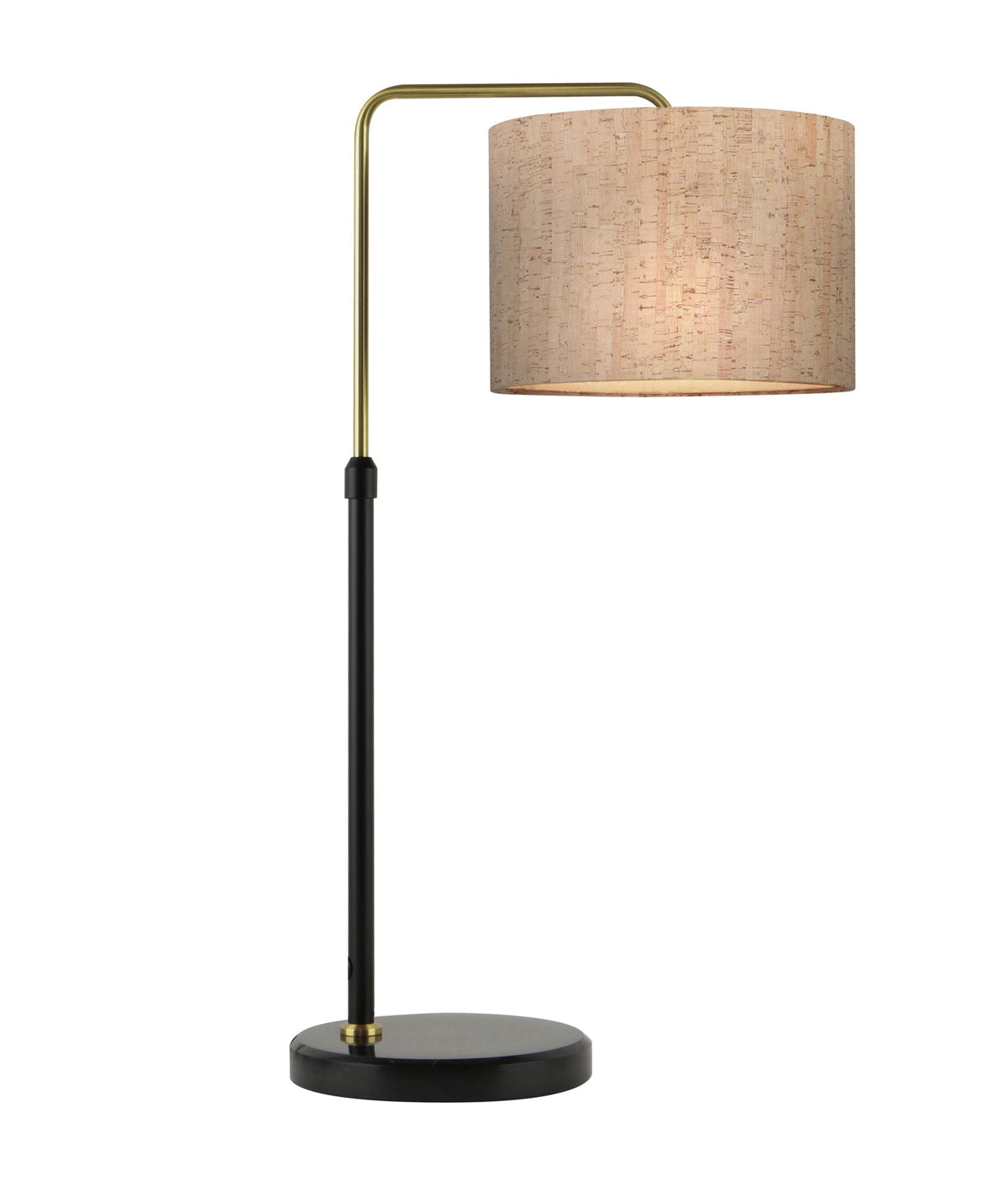 Arriba Drum Shade with Marble Base Height Adjustable Table Lamp - Cork