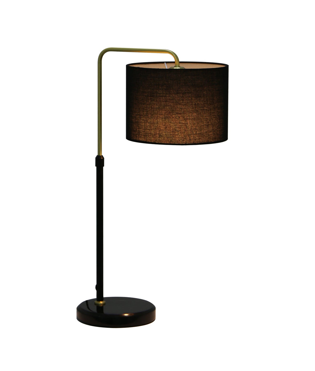 Arriba Drum Shade with Marble Base Height Adjustable Table Lamp - Black