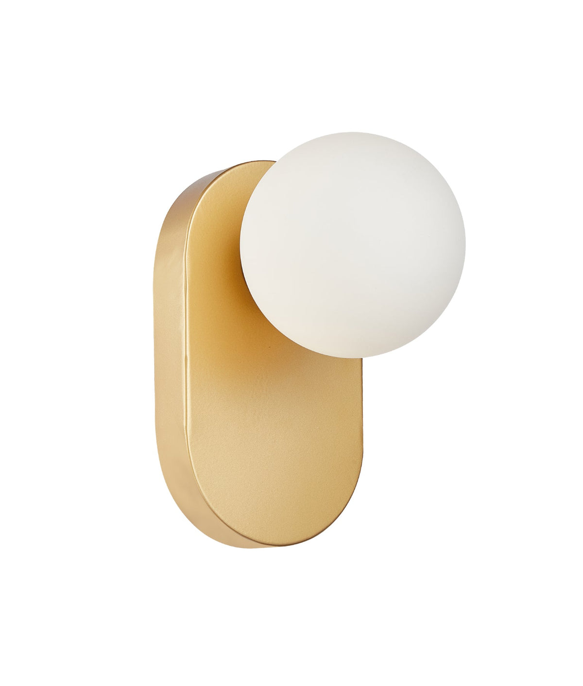 Balle Interior Round Opal Diffuser with Oblong Base Wall Light - Gold