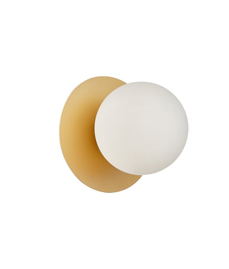 Balle Interior Round Opal Diffuser with Round Base Wall Light - Gold