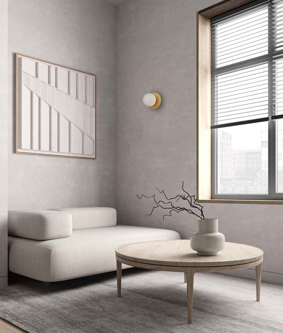 Balle Interior Round Opal Diffuser with Round Base Wall Light - Gold