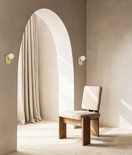 Balle Interior Round Opal Diffuser with Oblong Base Wall Light - Gold