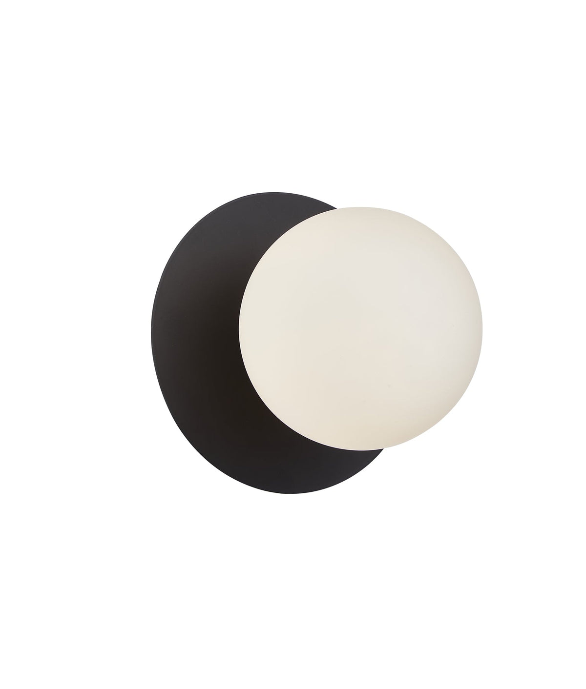 Balle Interior Round Opal Diffuser with Round Base Wall Light - Black