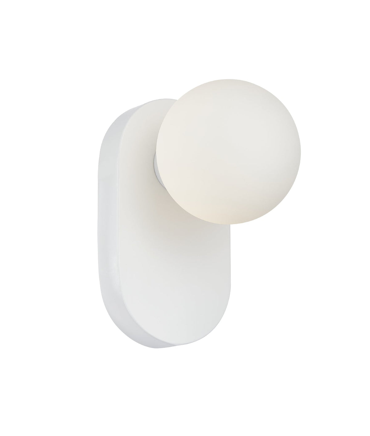 Balle Interior Round Opal Diffuser with Oblong Base Wall Light - White