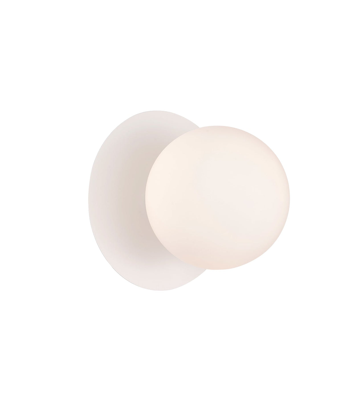 Balle Interior Round Opal Diffuser with Round Base Wall Light - White