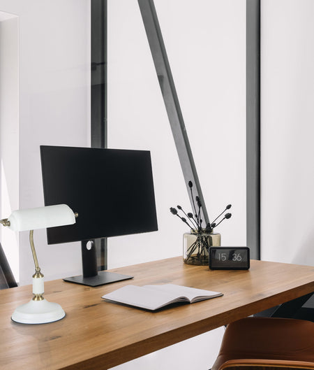 Banca Interior Banker Lamp with Cylindrical Shade - Matte White