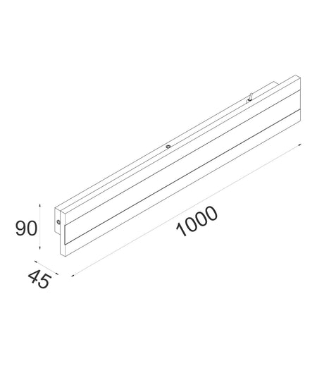 Banda LED Tri-CCT Rectangular with Frosted Diffuser Wall Light IP65 - Black / 1000mm