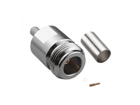 Hills Antenna N Connector Female Crimp for LL195 & RG-58 Mini Cable - Nickel Plated Body
