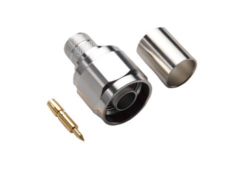 Hills Antenna N Connector Male HEX Crimp for LL400 Cable - White Bronze Tri Metal Albaloy Body