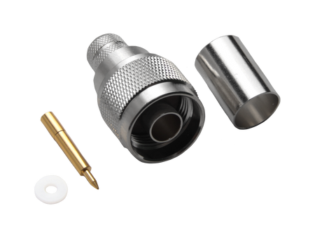 Hills Antenna N Connector Male Crimp for LL400 Cable - Nickel Plated Body