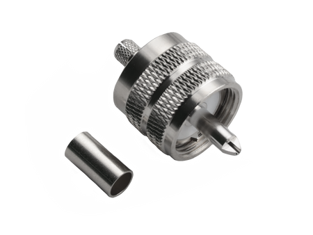 Hills Antenna UHF/PL-259 Connector Male Crimp for LL195 & RG-58 Mini Cable - Nickel Plated Body