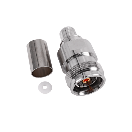 Hills Antenna 4.3-10 Connector Female Captive Centre Pin. Crimp for LL400 Cable - White Bronze Tri Metal Albaloy Body