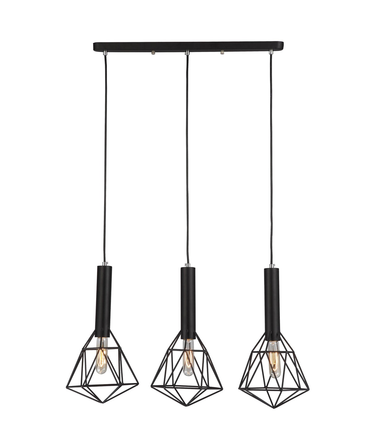 BLACKBAND & WHITEBAND Pendant Light 3x Bird Cage With Bar Base - Black