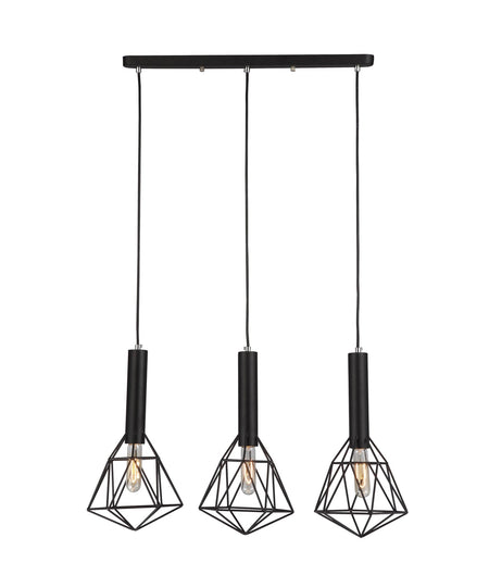 BLACKBAND & WHITEBAND Pendant Light 3x Bird Cage With Bar Base - Black