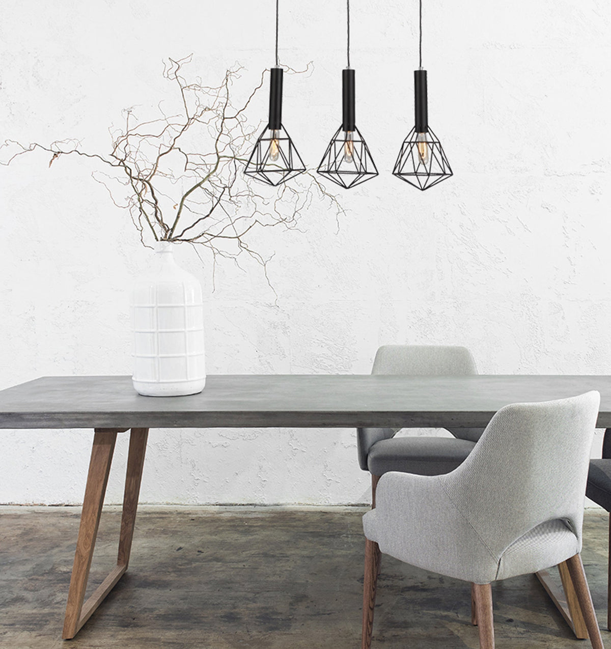 BLACKBAND & WHITEBAND Pendant Light 3x Bird Cage With Bar Base - Black