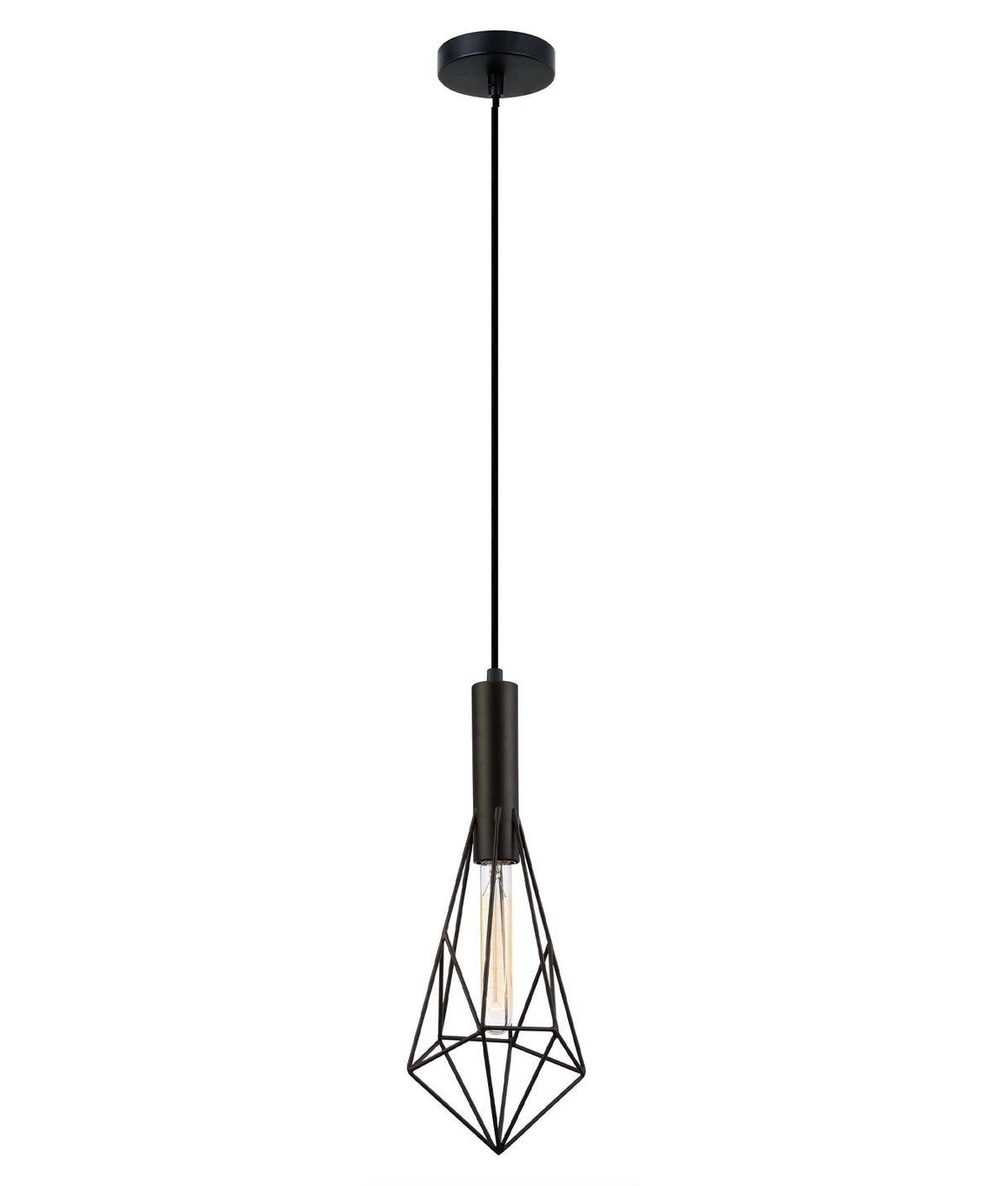 BLACKBAND & WHITEBAND Small Diamond Shape Bird Cage Pendant Light - Black