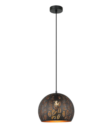 Botanica Bohemian Embossed Dome Shape Pendant Light - Black