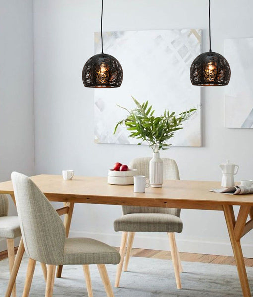 Botanica Bohemian Embossed Dome Shape Pendant Light - Coffee