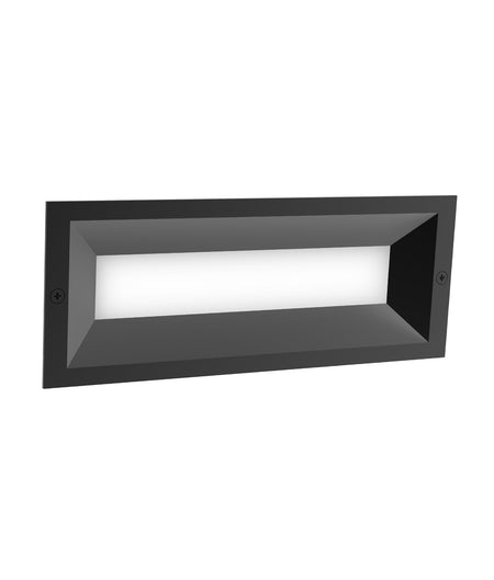 Bricktri Exterior LED Tri-CCT Recessed Rectangular Frosted Diffuser Wall / Brick Light IP65 - Dark Grey