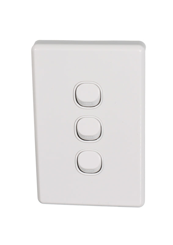 Clipsal Classic C2033VA-WE | 3 Gang Switch 10AMP | White Electric