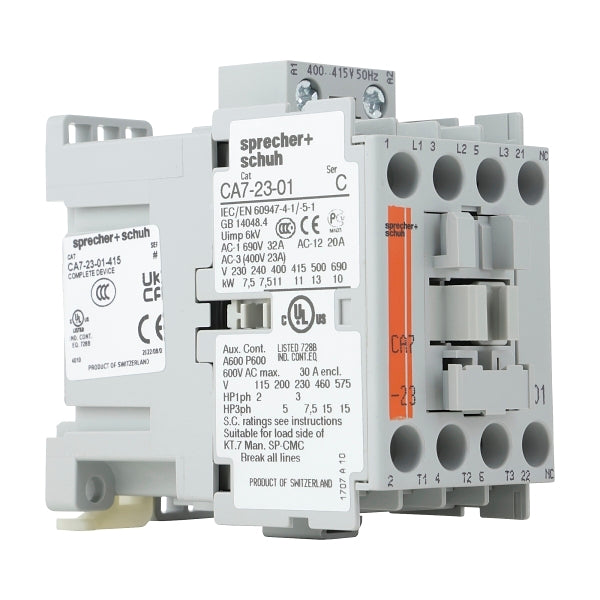 S&S CA7 Contactor 11kW 3Pole 415VAC Coil 1NC Contact Auxiliary