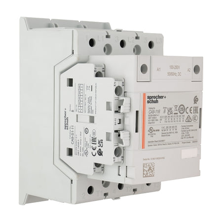 S&S CA9 Contactor 55kW 3Pole 100 to 250VAC and VDC Coil 1NO 1NC Contact Auxiliary with Lugs