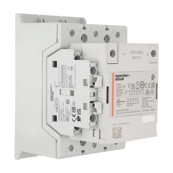 S&S CA9 Contactor 55kW 3Pole 24 to 60VAC and VDC Coil 1NO 1NC Contact Auxiliary