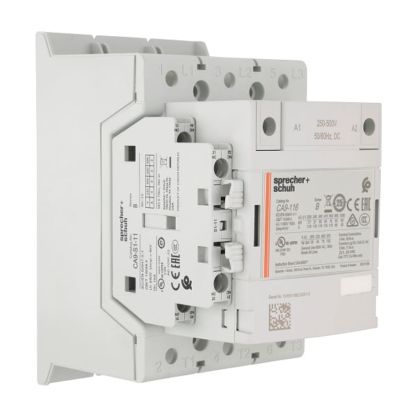 S&S CA9 Contactor 55kW 3Pole 250 to 500VAC and VDC Coil 1NO 1NC Contact Auxiliary