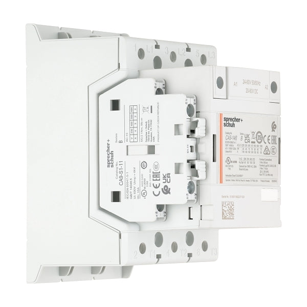 S&S CA9 Contactor 75kW 3Pole 24 to 60VAC and VDC Coil 1NO 1NC Contact Auxiliary