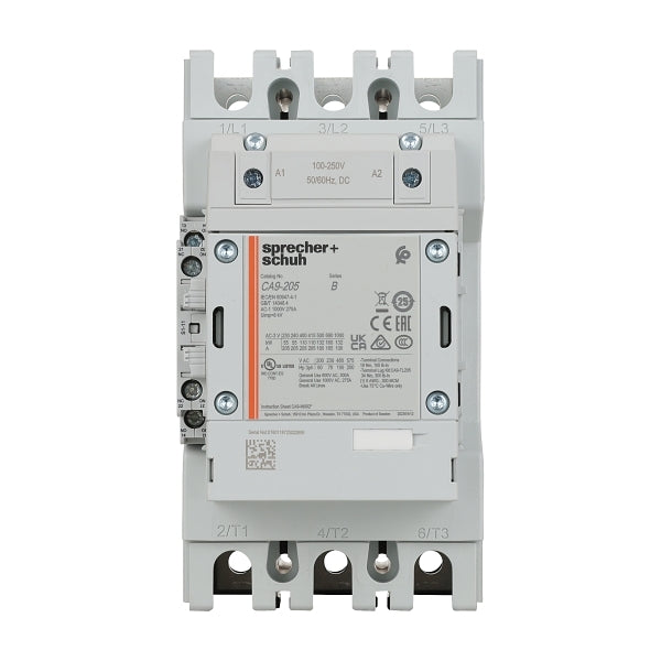 S&S CA9 Contactor 110kW 3Pole 100 to 250VAC and VDC Coil 1NO 1NC Contact Auxiliary