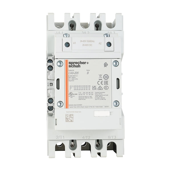 S&S CA9 Contactor 110kW 3Pole 24 to 60VAC and VDC Coil 1NO 1NC Contact Auxiliary