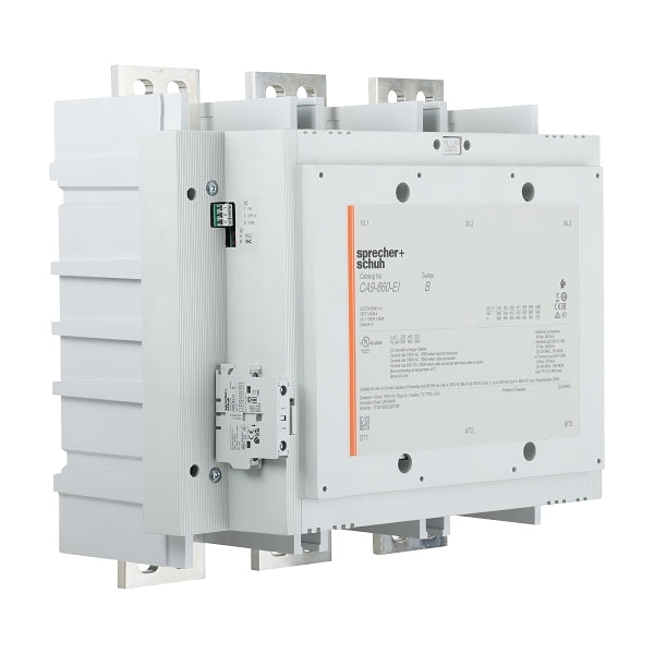 S&S CA9 Contactor 500kW 3Pole 100 to 250VAC and VDC Electronic Coil 1NO 1NC Contact Auxiliary