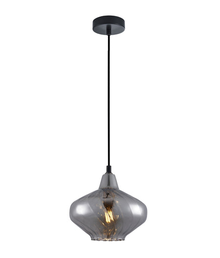Campana Interior Wine Glass Shape Ribbed Pendant Light - Mirror Finish Smokey Black