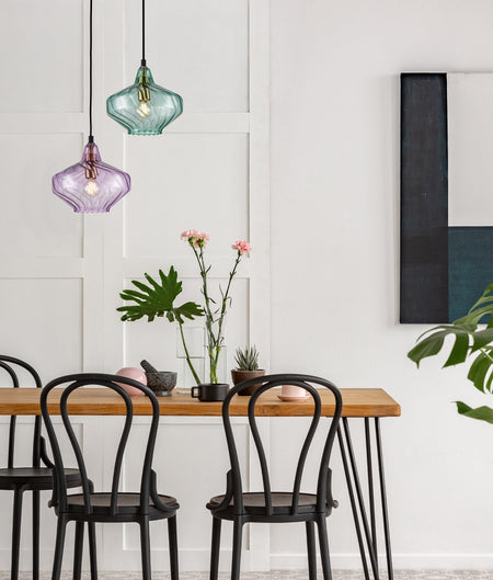 Campana Interior Wine Glass Shape Ribbed Pendant Light - Mirror Finish Smokey Black