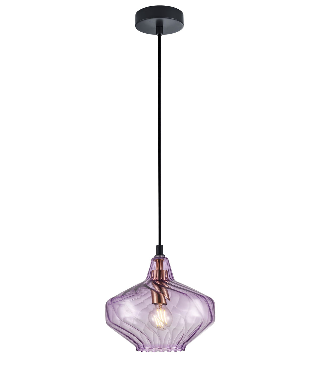 Campana Interior Wine Glass Shape Ribbed Pendant Light - Purple