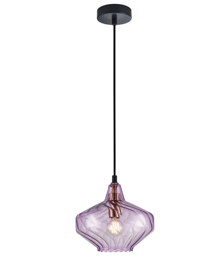 Campana Interior Wine Glass Shape Ribbed Pendant Light - Purple