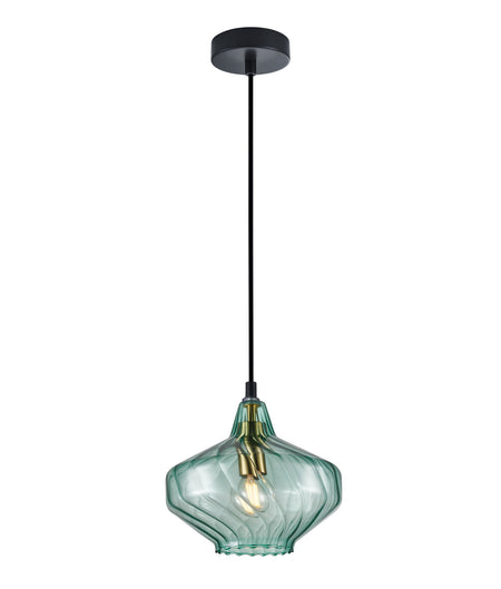 Campana Interior Wine Glass Shape Ribbed Pendant Light - Green