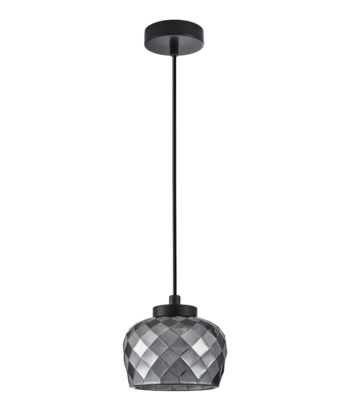 Caramelle Interior LED Tri-CCT Glass with Segments Ellipse Pendant Light - Smokey Black