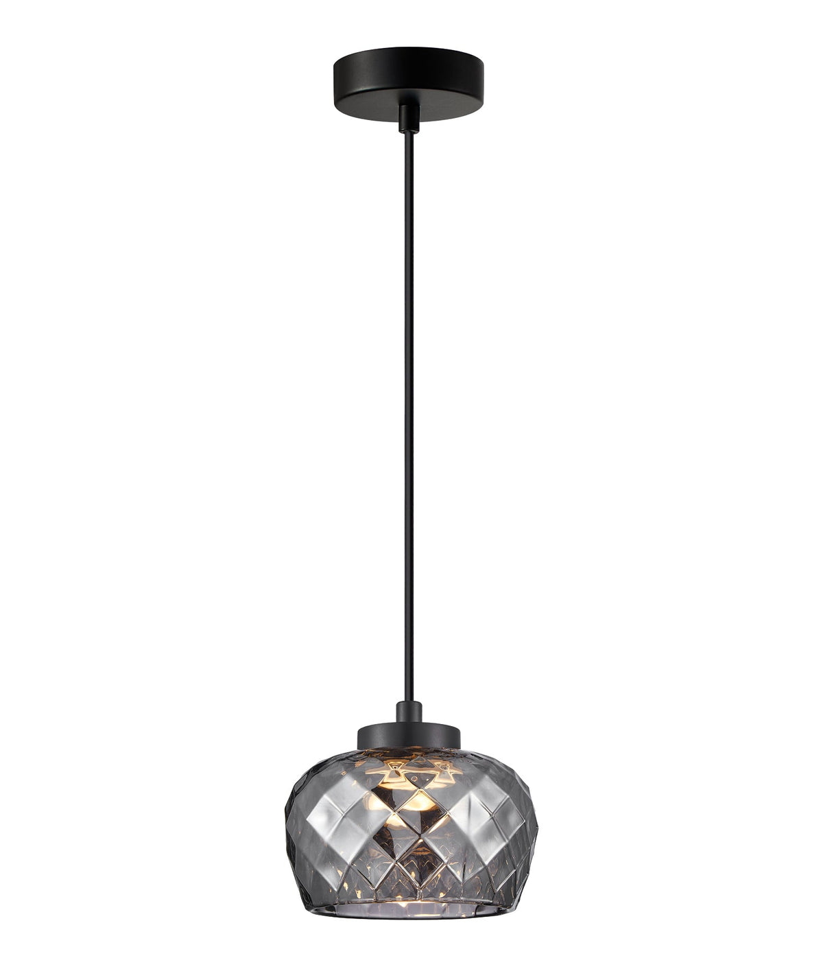 Caramelle Interior LED Tri-CCT Glass with Segments Ellipse Pendant Light - Smokey Black