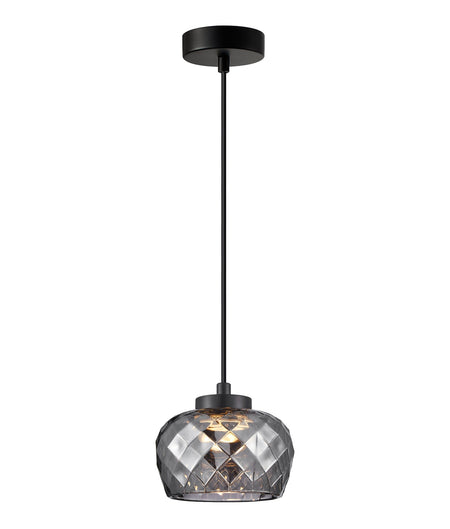 Caramelle Interior LED Tri-CCT Glass with Segments Ellipse Pendant Light - Smokey Black