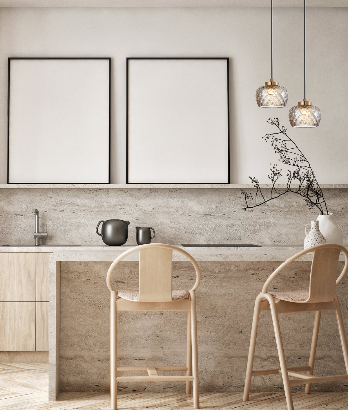 Caramelle Interior LED Tri-CCT Glass with Segments Ellipse Pendant Light - Amber