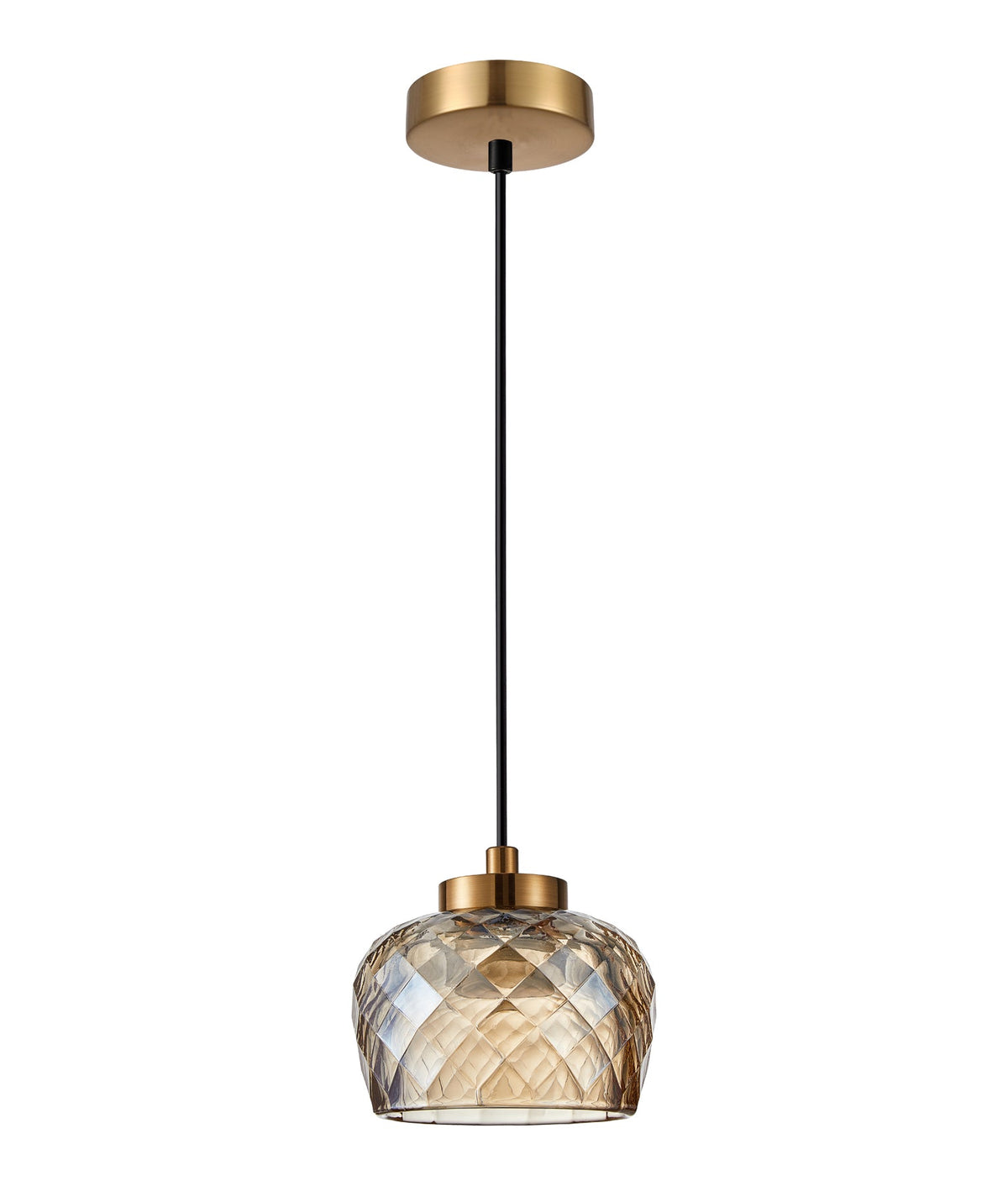 Caramelle Interior LED Tri-CCT Glass with Segments Ellipse Pendant Light - Amber