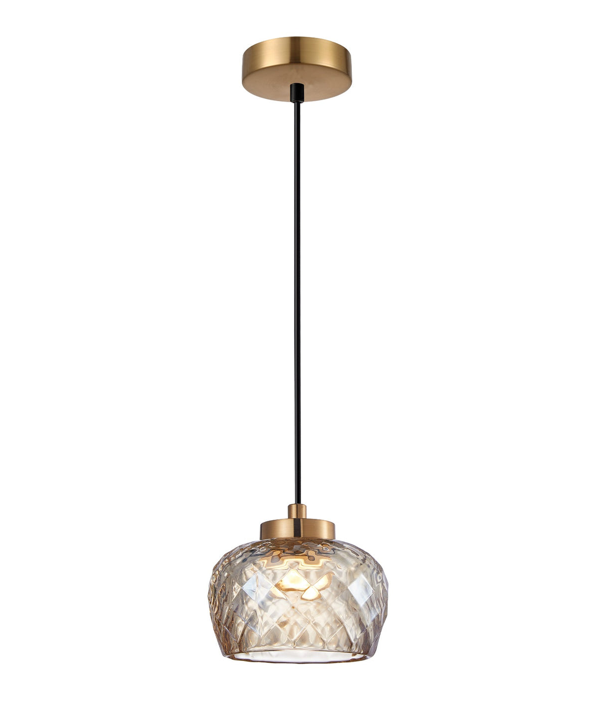 Caramelle Interior LED Tri-CCT Glass with Segments Ellipse Pendant Light - Amber