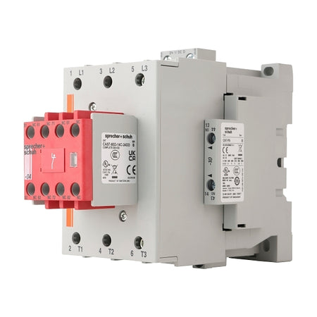 S&S CAS7 Safety Contactor 30kW 3Pole 24VDC Coil 1NO 4NC Contact Auxiliary