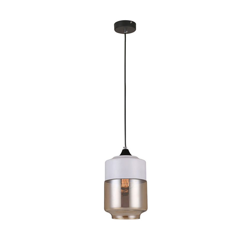 Jar Pendant Light With White & Amber
