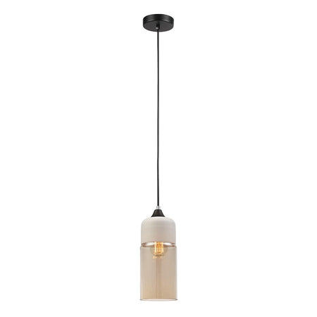 Oblong Pendant Light With White & Amber
