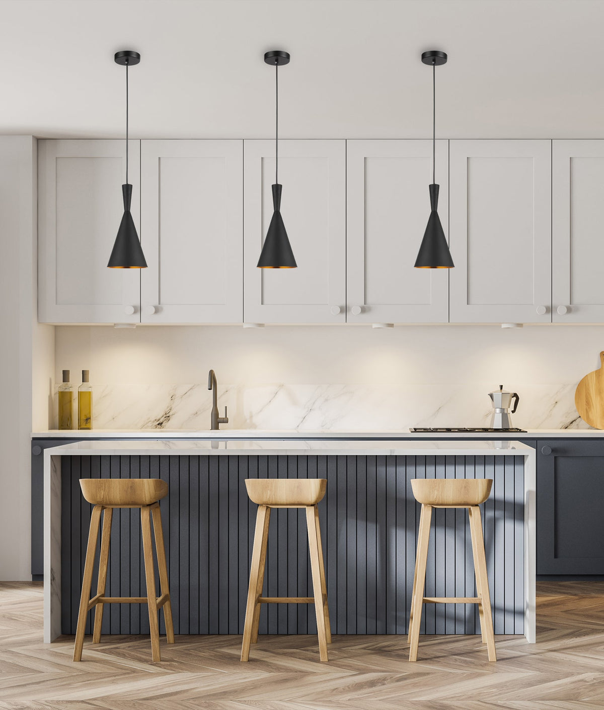 Caviar Black Cone Shape Pendant Light