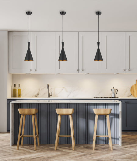 Caviar Black Cone Shape Pendant Light